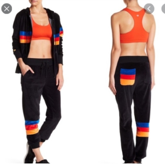 🆕 C&C California Velour jogger with Colorblock Stripes Size Medium - Picture 2 of 5